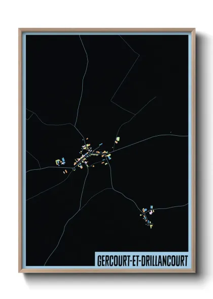 Une affiche de carte sur Gercourt-et-Drillancourt
