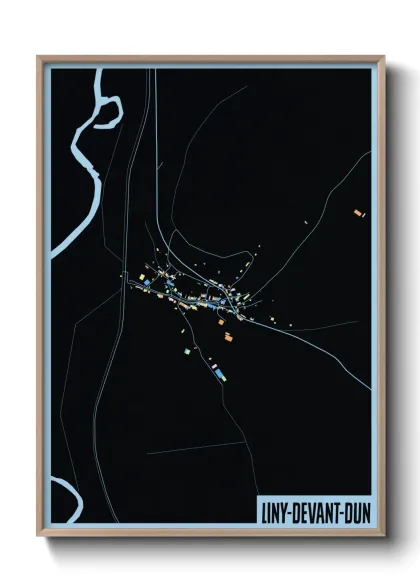 Une affiche de carte sur Liny-devant-Dun