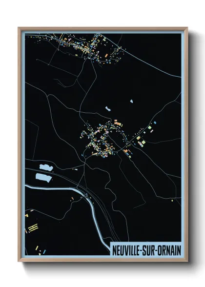 Une affiche de carte sur Neuville-sur-Ornain