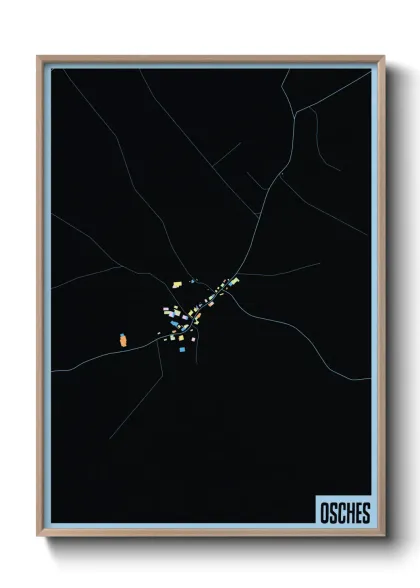 Une affiche de carte sur Osches