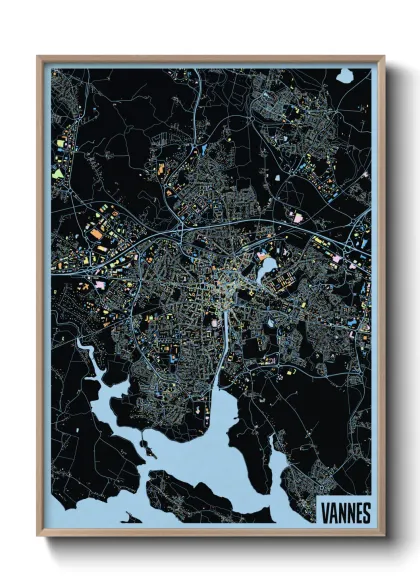 Une affiche de carte sur Vannes