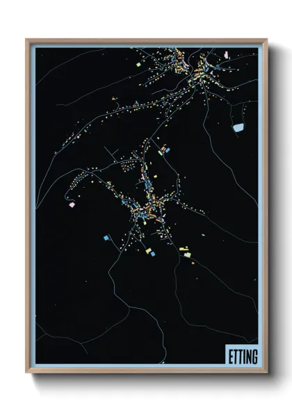 Une affiche de carte sur Etting