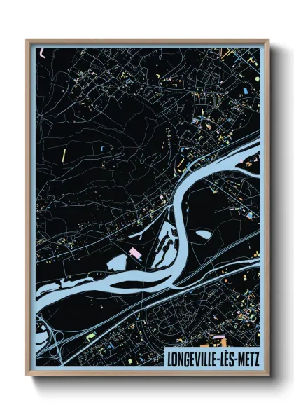 Une affiche de carte sur Longeville-lès-Metz