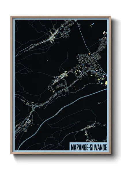 Une affiche de carte sur Marange-Silvange