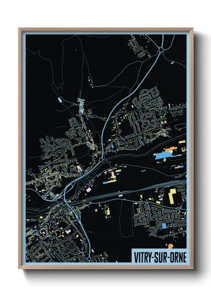 Une affiche de carte sur Vitry-sur-Orne
