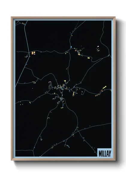 Une affiche de carte sur Millay