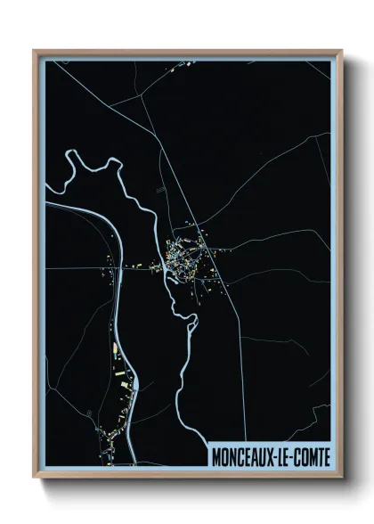 Une affiche de carte sur Monceaux-le-Comte