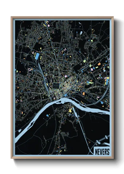 Une affiche de carte sur Nevers