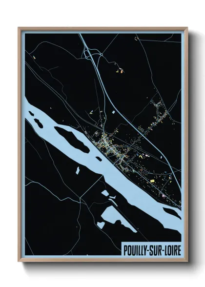 Une affiche de carte sur Pouilly-sur-Loire