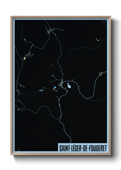 Une affiche de carte sur Saint-Léger-de-Fougeret