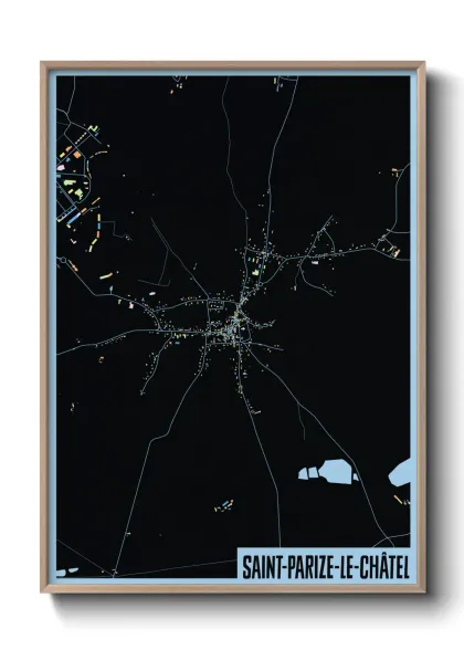 Une affiche de carte sur Saint-Parize-le-Châtel