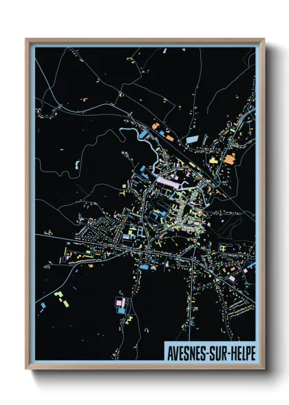 Une affiche de carte sur Avesnes-sur-Helpe