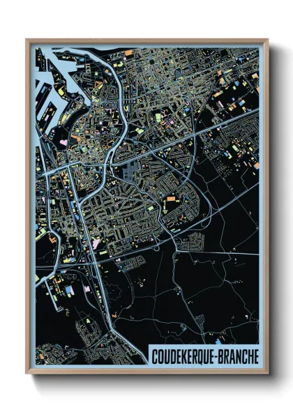 Une affiche de carte sur Coudekerque-Branche