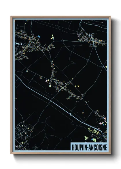Une affiche de carte sur Houplin-Ancoisne