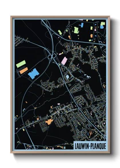 Une affiche de carte sur Lauwin-Planque