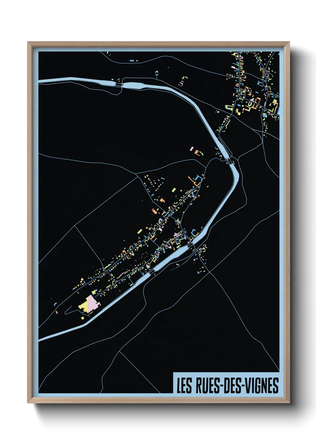 Un poster carte Les Rues-des-Vignes