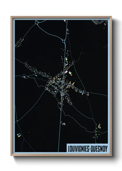 Une affiche de carte sur Louvignies-Quesnoy