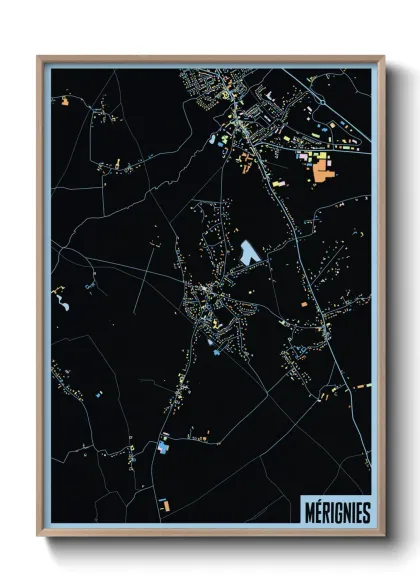 Une affiche de carte sur Mérignies