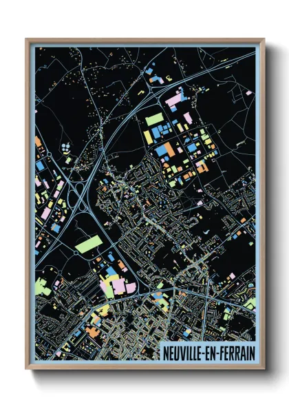 Une affiche de carte sur Neuville-en-Ferrain
