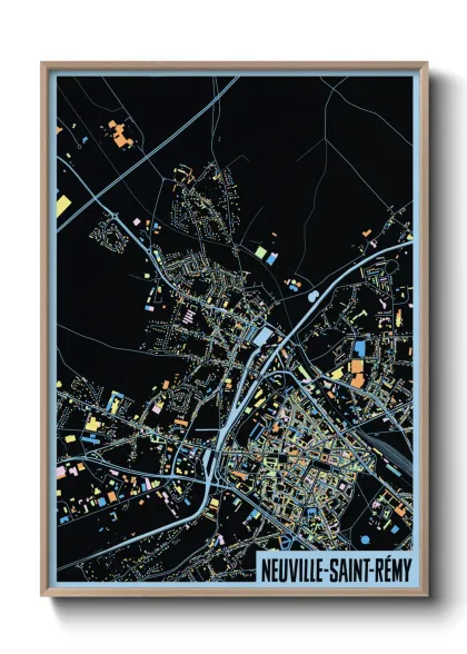 Une affiche de carte sur Neuville-Saint-Rémy