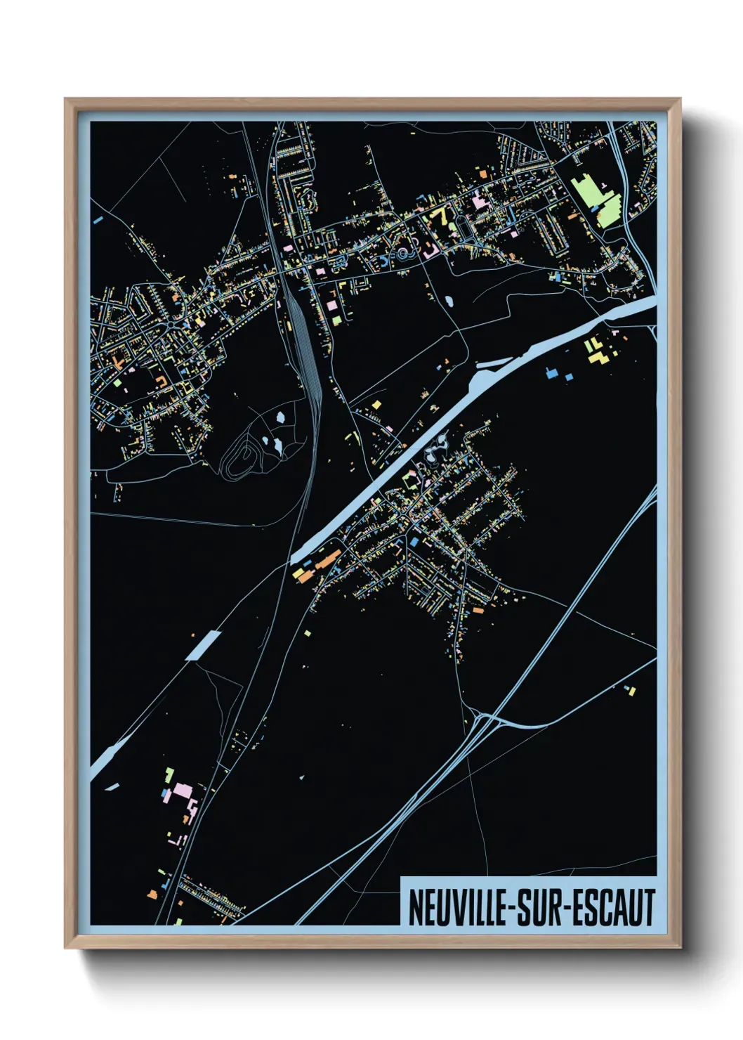 Un poster carte Neuville-sur-Escaut