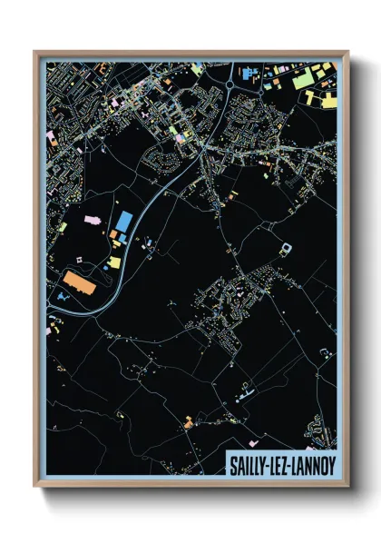 Une affiche de carte sur Sailly-lez-Lannoy