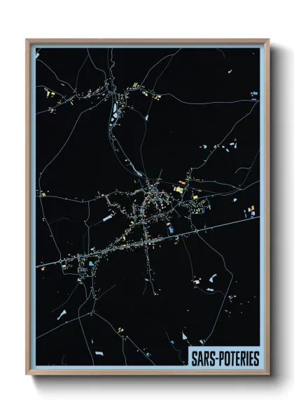 Une affiche de carte sur Sars-Poteries