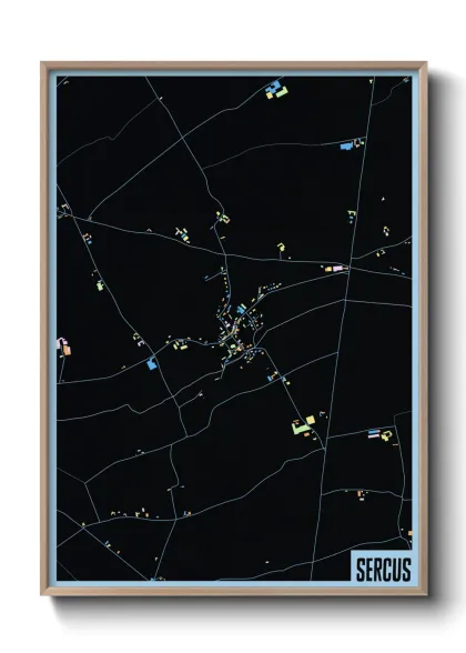 Une affiche de carte sur Sercus