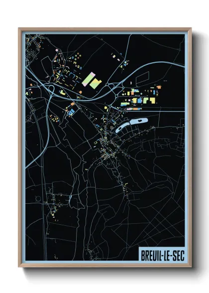 Une affiche de carte sur Breuil-le-Sec