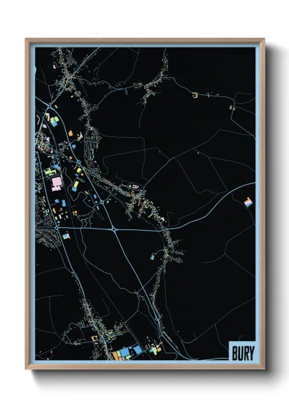 Une affiche de carte sur Bury
