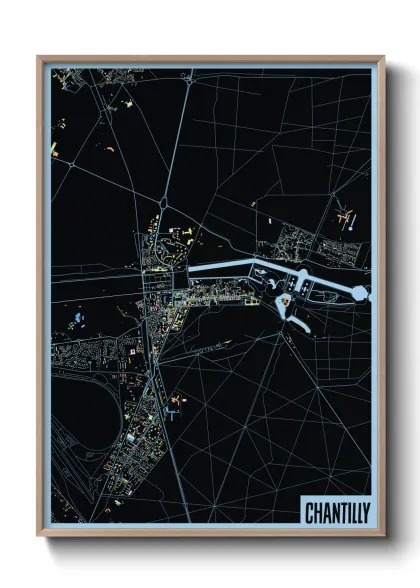 Une affiche de carte sur Chantilly