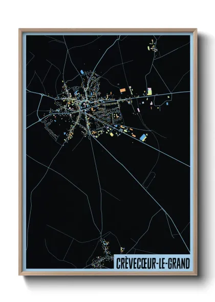 Une affiche de carte sur Crèvecœur-le-Grand