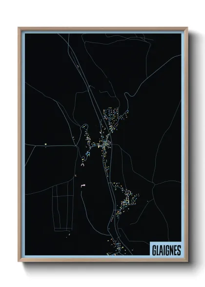 Une affiche de carte sur Glaignes