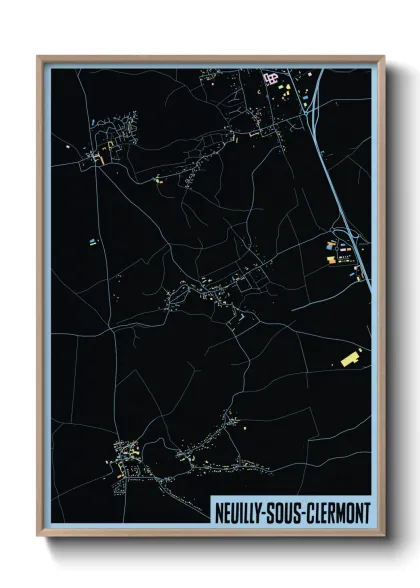 Une affiche de carte sur Neuilly-sous-Clermont
