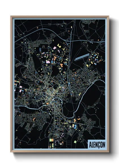 Une affiche de carte sur Alençon