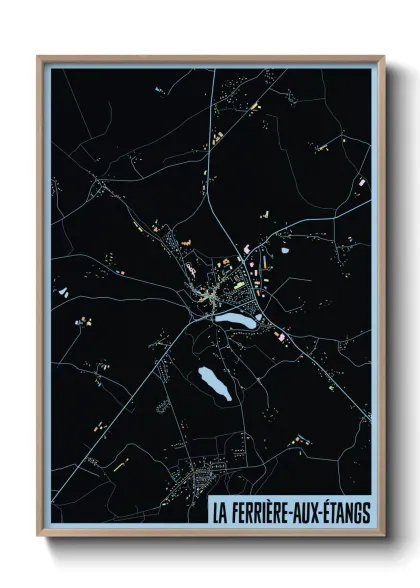 Une affiche de carte sur La Ferrière-aux-Étangs