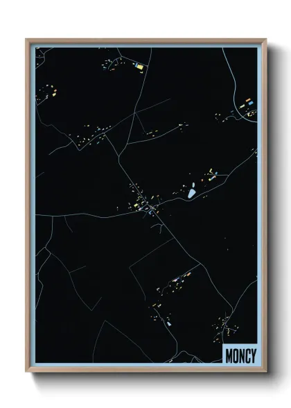 Une affiche de carte sur Moncy