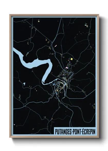 Une affiche de carte sur Putanges-Pont-Écrepin