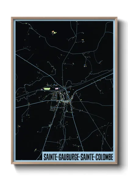 Une affiche de carte sur Sainte-Gauburge-Sainte-Colombe