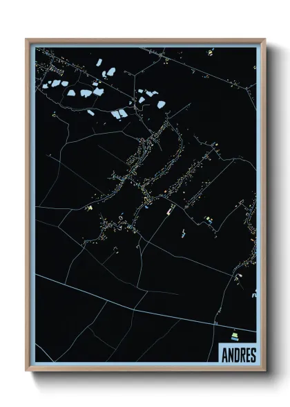 Une affiche de carte sur Andres