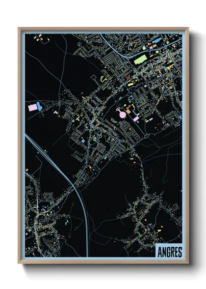 Une affiche de carte sur Angres