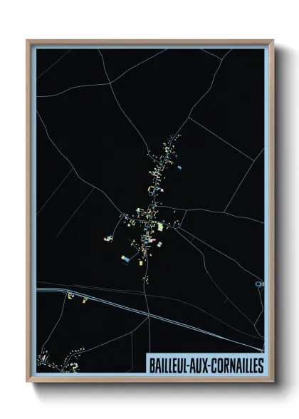 Une affiche de carte sur Bailleul-aux-Cornailles