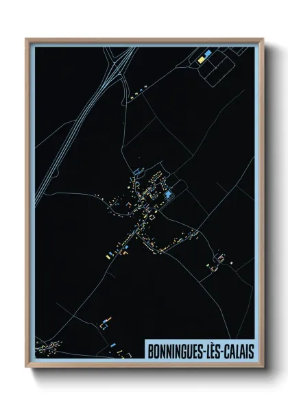 Une affiche de carte sur Bonningues-lès-Calais