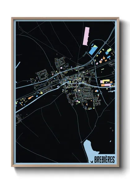 Une affiche de carte sur Brebières