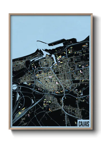 Une affiche de carte sur Calais