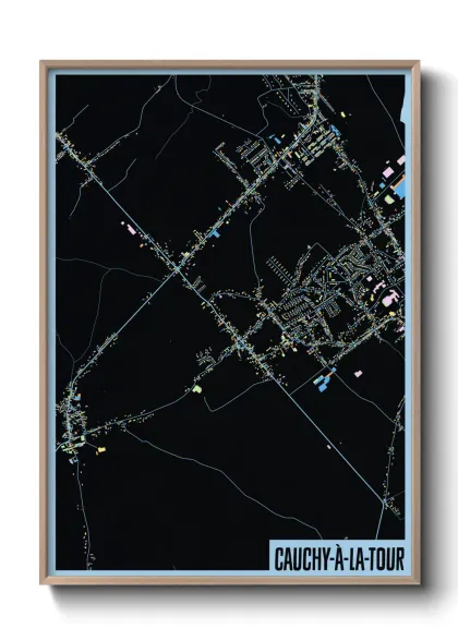 Une affiche de carte sur Cauchy-à-la-Tour