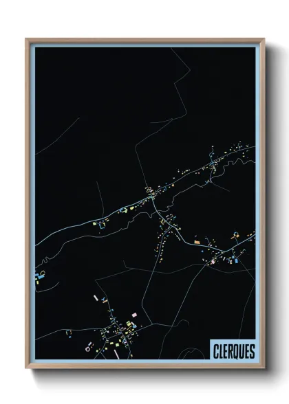 Une affiche de carte sur Clerques