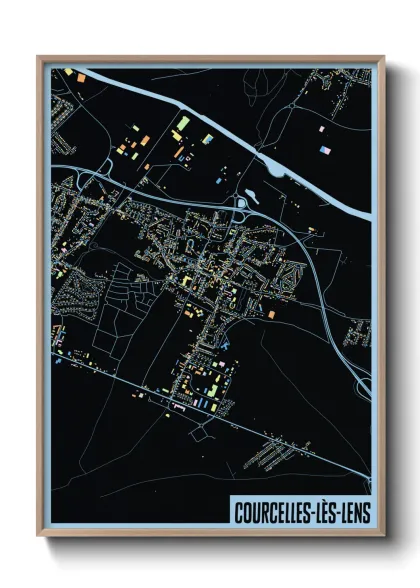 Une affiche de carte sur Courcelles-lès-Lens