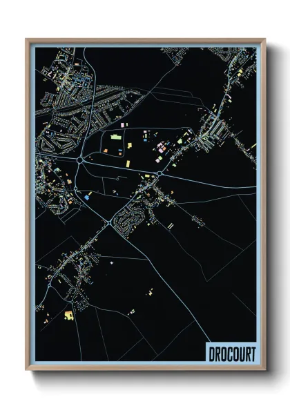 Une affiche de carte sur Drocourt