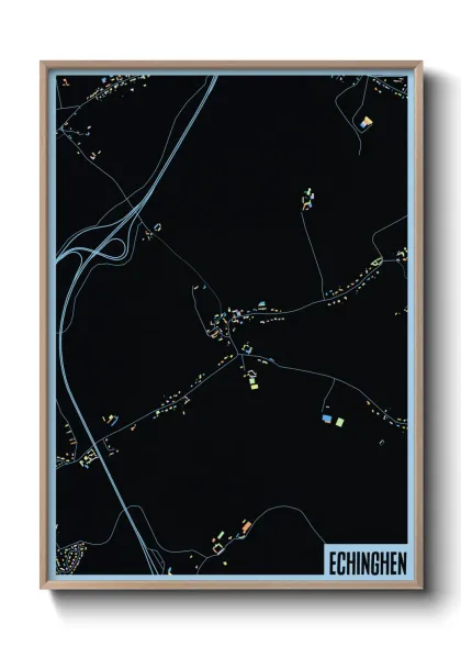 Une affiche de carte sur Echinghen